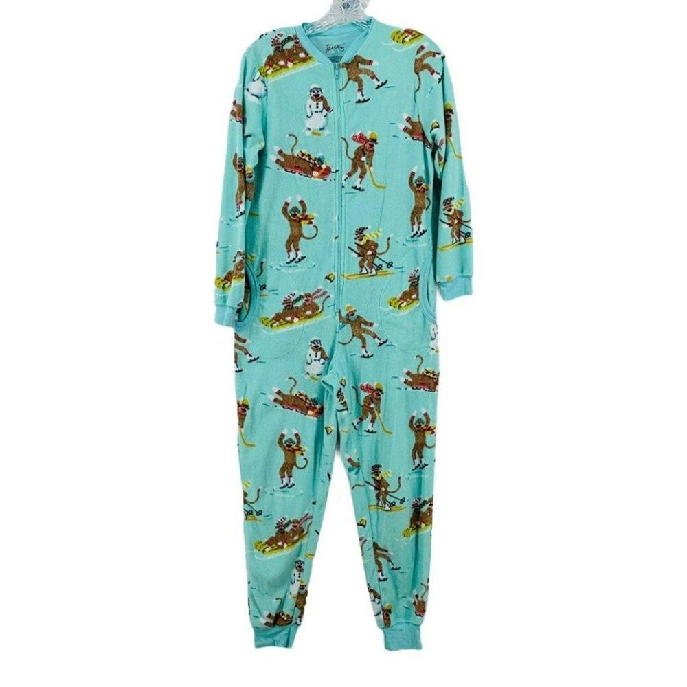 Nick & Nora Women's Sock Monkey Fleece One Piece Womens Small